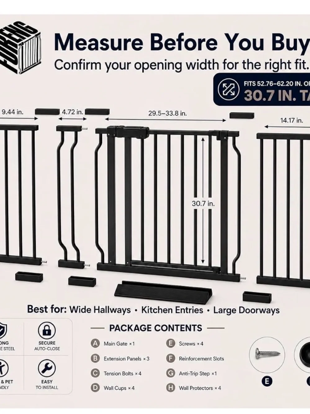 Extra Wide Baby Gate for Doorways 52.76